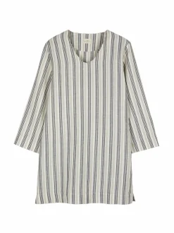 Grüne Erde Kleider & Overalls|Blusen^Kleid aus Bio-Leinen und Baumwolle, 60 multistreif grün, 38