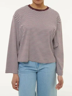 Grüne Erde Shirts^Langarmshirt aus Bio-Baumwolle, 25 merlot/weiss ringel, 38, GOTS