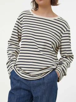 Grüne Erde Essentials|Shirts^Langarmshirt aus Bio-Baumwolle, 55 navy/offwhite ringel, 38, GOTS