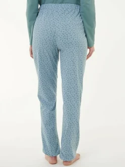 Grüne Erde Nachtwäsche^Lange Schlafhose aus Bio-Baumwolle, 91 blumendruck himmelblau, S, GOTS