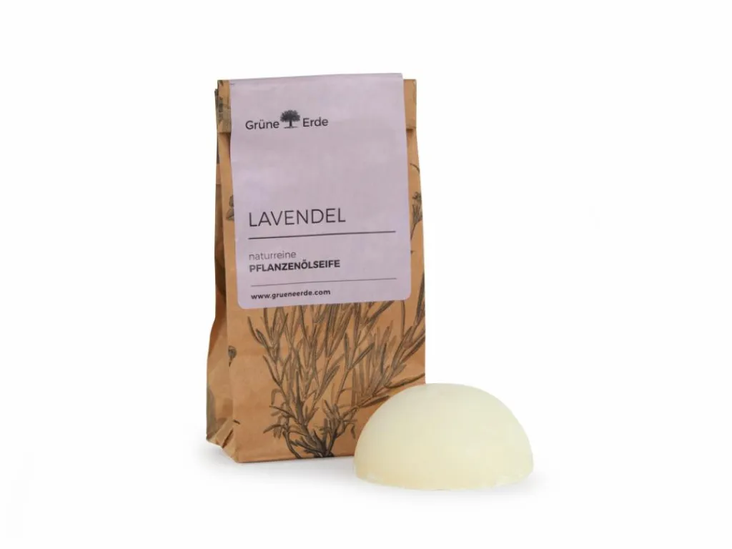 Grüne Erde Körperpflege|Feste Kosmetik & Alles Mit Kunststofffreier Verpackung^LAVENDEL naturreine Pflanzenölseife 80 g