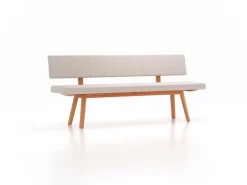 Grüne Erde Stühle & Bänke^Polsterbank Mirato mit Rückenlehne, L 200 x T 56,5 x H 86 cm, Banklaenge 200 cm, Wollstoff Tano Natur (79), Buche