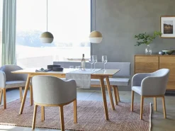 Grüne Erde Stühle & Bänke^Polsterbank Mirato mit Rückenlehne, L 200 x T 56,5 x H 86 cm, Banklaenge 200 cm, Wollstoff Tano Natur (79), Buche