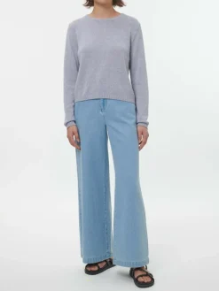 Grüne Erde Pullover^Pullover aus Bio-Baumwolle und Leinen, 84 blau/natur melange, S, GOTS