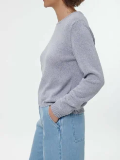 Grüne Erde Pullover^Pullover aus Bio-Baumwolle und Leinen, 84 blau/natur melange, S, GOTS