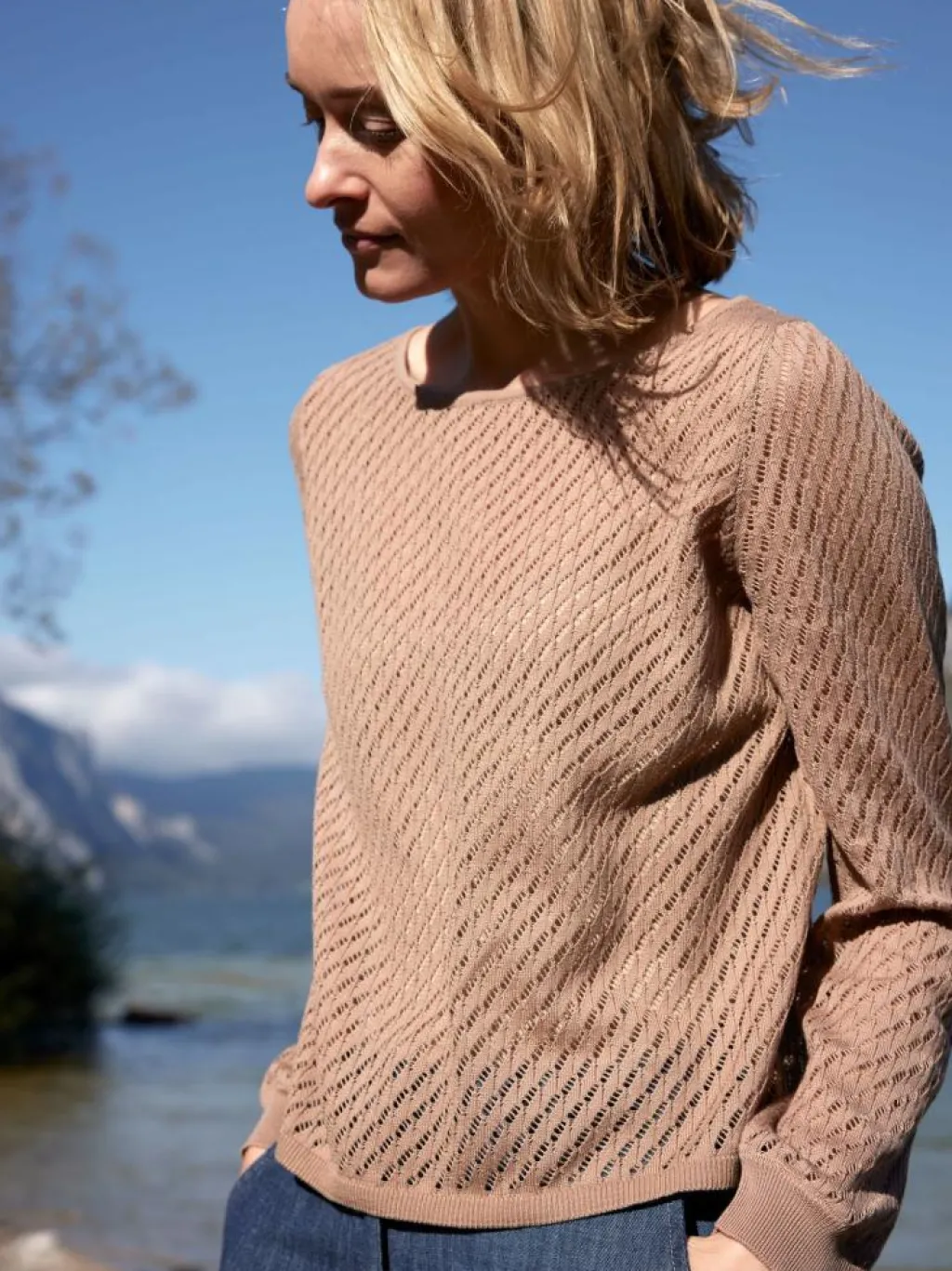 Grüne Erde Pullover^Pullover aus Bio-Baumwolle, 21 nougat, S, GOTS