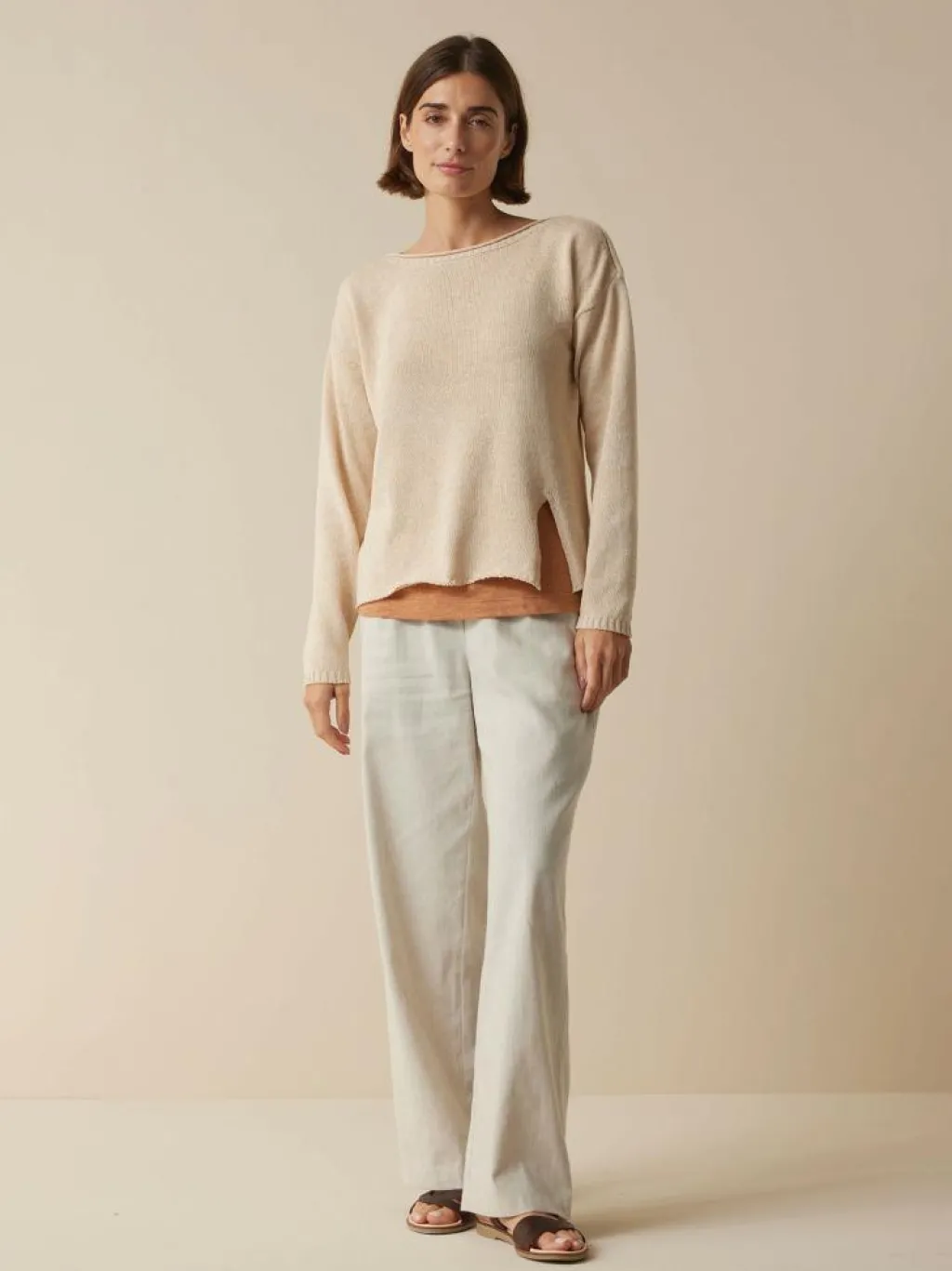 Grüne Erde Pullover^Pullover aus Bio-Baumwolle und Leinen, , L, GOTS