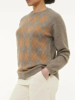 Grüne Erde Pullover^Pullover aus Yak, Kamelhaar und Schurwolle, 79 yak intarsia hasel/kamel, S