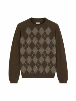 Grüne Erde Pullover^Pullover aus Yakhaar und Schafwolle, 83 yak intarsia mittelbraun/hasel, S