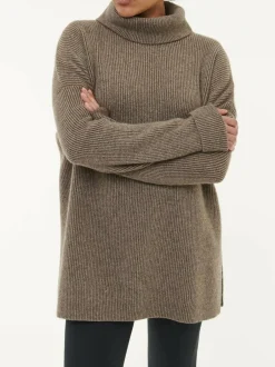 Grüne Erde Pullover^Pullover aus Yakwolle, 63 yak ribstrick/mittelbraun, L