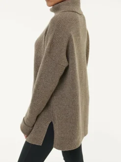 Grüne Erde Pullover^Pullover aus Yakwolle, 63 yak ribstrick/mittelbraun, L