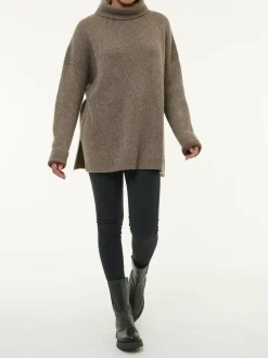 Grüne Erde Pullover^Pullover aus Yakwolle, 63 yak ribstrick/mittelbraun, L