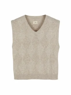 Grüne Erde Pullover^Pullunder aus Bio-Baumwolle und Wolle, 44 sand melange, S, GOTS