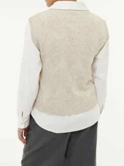 Grüne Erde Pullover^Pullunder aus Bio-Baumwolle und Wolle, 44 sand melange, S, GOTS