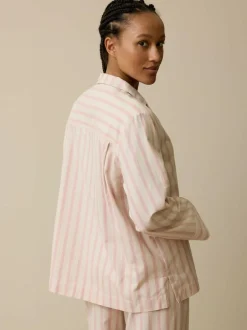 Grüne Erde Nachtwäsche^Schlafshirt aus Bio-Baumwolle, 88 cranberry gestreift, L, GOTS