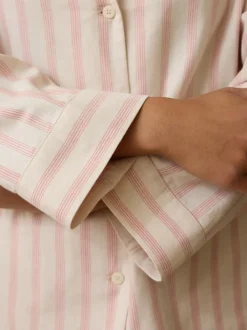 Grüne Erde Nachtwäsche^Schlafshirt aus Bio-Baumwolle, 88 cranberry gestreift, L, GOTS