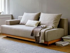 Grüne Erde Schlafsofas^Schlafsofa Nebo B200 x T108 x H72, Sitzhöhe 42cm/Sitztiefe 85cm, inkl. 2 Kissen (80 x 55cm), Wollstoff Tano Natur (79),
