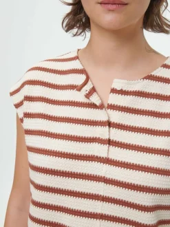 Grüne Erde Shirts^Shirt aus Bio-Baumwolle, 56 offwhite/kastanie jacquard ringel, 38, GOTS