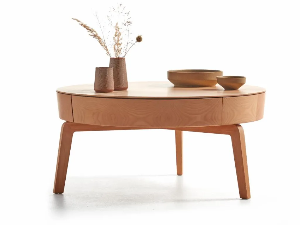 Grüne Erde Couchtische^Sofatisch Mitsu, Ø 80 cm, mit einer Schublade,