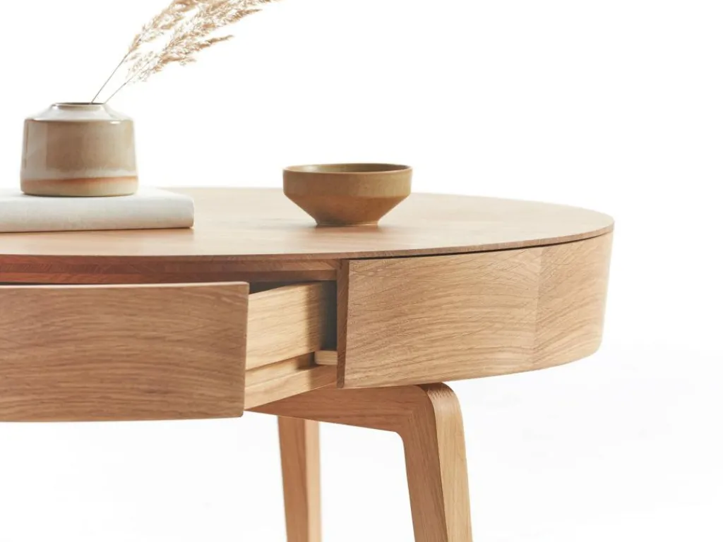 Grüne Erde Couchtische^Sofatisch Mitsu, Ø 80 cm, mit einer Schublade,