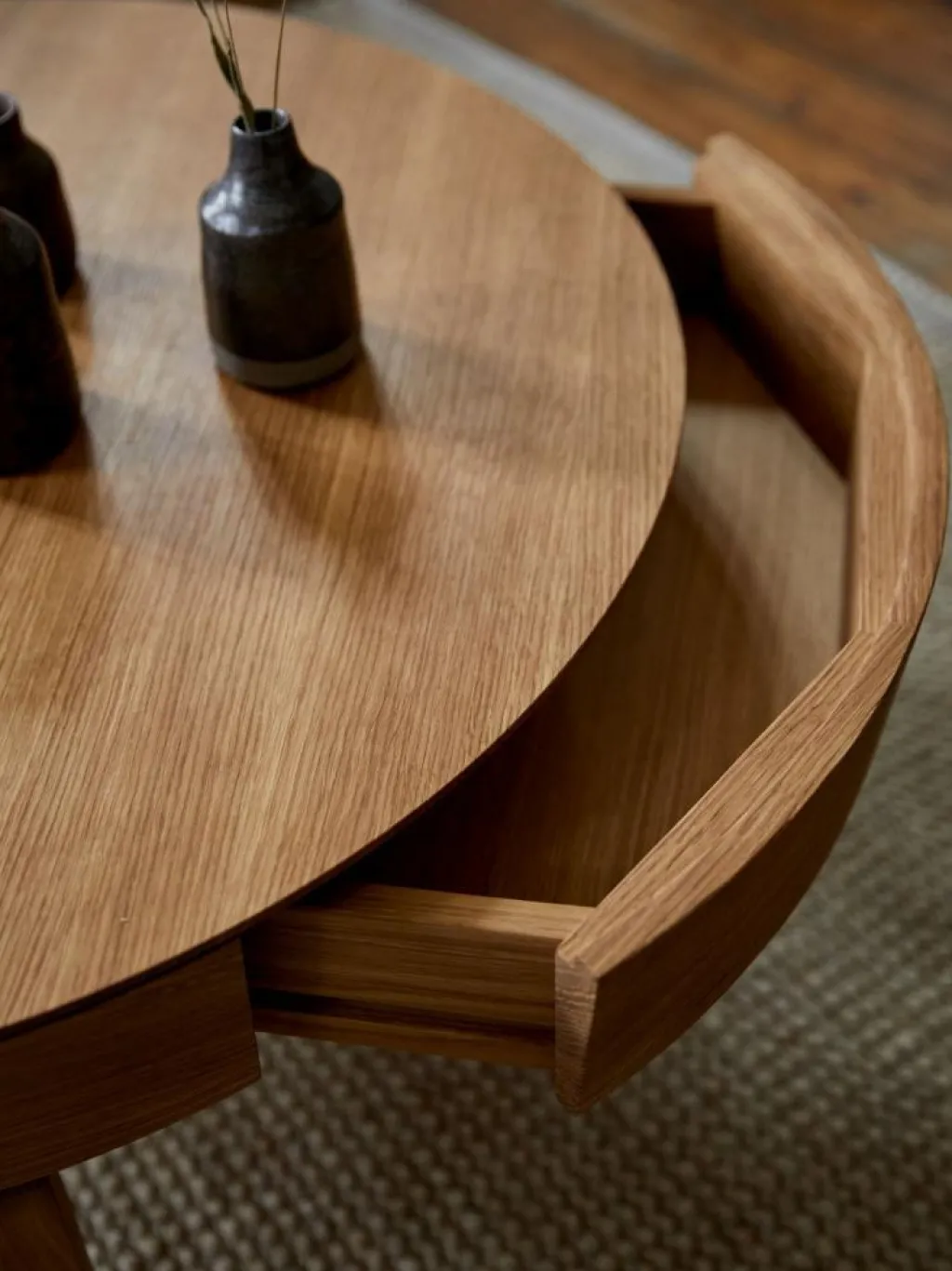 Grüne Erde Couchtische^Sofatisch Mitsu, Ø 80 cm, mit einer Schublade,