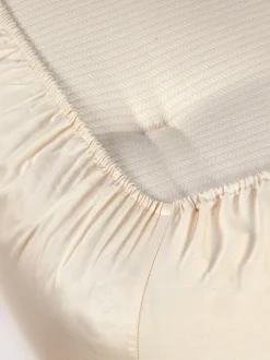 Grüne Erde Bettlaken & Leintücher|Bettlaken & Leintücher^Spannleintuch MAYA, natur, 90 x 200 x 19/22 cm, 100 % Baumwolle, Satin, GOTS