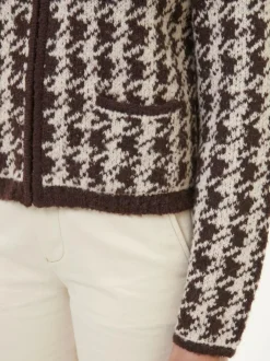 Grüne Erde Strickjacken^Strickjacke aus Alpakawolle, 09 hahnentritt chocolate, S