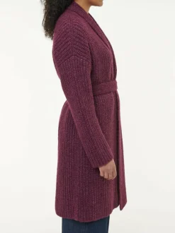 Grüne Erde Jacken & Mäntel|Strickjacken^Strickmantel aus Alpakawolle und Bio-Baumwolle, 07 aubergine melange, S