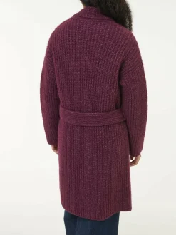 Grüne Erde Jacken & Mäntel|Strickjacken^Strickmantel aus Alpakawolle und Bio-Baumwolle, 07 aubergine melange, S