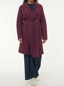 Grüne Erde Jacken & Mäntel|Strickjacken^Strickmantel aus Alpakawolle und Bio-Baumwolle, 07 aubergine melange, S