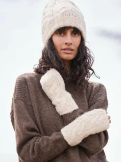 Grüne Erde Accessoires^Strickstulpen aus Alpakawolle und Bio-Baumwolle, 14 natur melange, one size