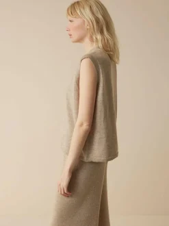 Grüne Erde Shirts^Stricktop aus Bio-Leinen und Wolle, 52 leinen melange, L, GOTS