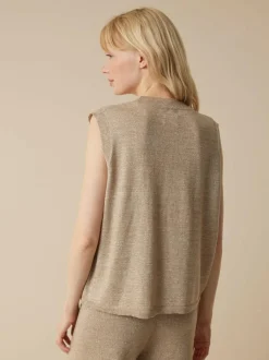 Grüne Erde Shirts^Stricktop aus Bio-Leinen und Wolle, 52 leinen melange, L, GOTS