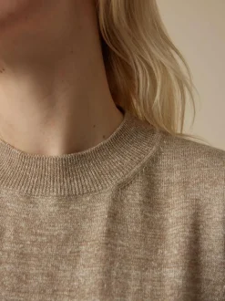 Grüne Erde Shirts^Stricktop aus Bio-Leinen und Wolle, 52 leinen melange, L, GOTS