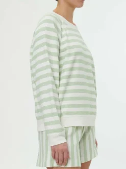 Grüne Erde Shirts|Pullover^Sweater aus Bio Baumwolle, 51 pastellgrün/weiss ringel, S, GOTS