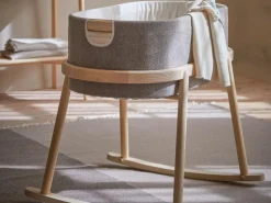 Kinder Grüne Erde Babywiege Serafina^Wiege Serafina, inkl. Housse und Matratze, Wollstoff Tano Natur (79), Esche