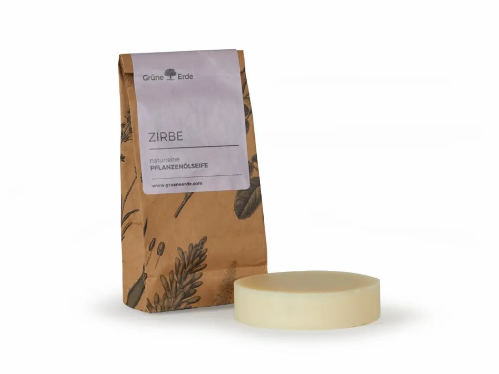 Grüne Erde Körperpflege|Feste Kosmetik & Alles Mit Kunststofffreier Verpackung^ZIRBE naturreine Pflanzenölseife 110 g
